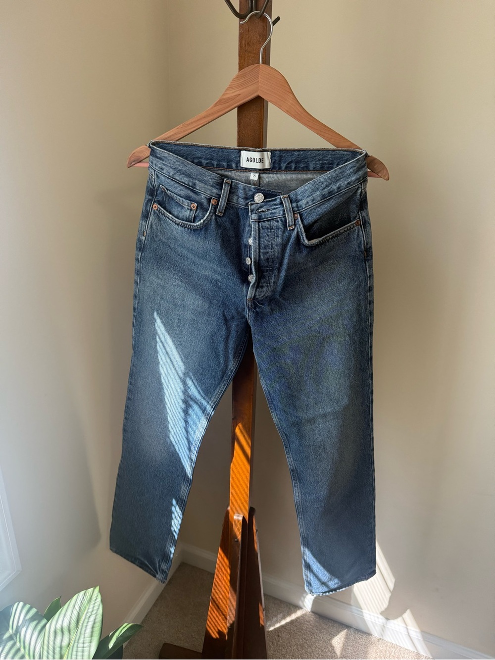 Agolde Straight-Leg Mid Wash Denim Jeans